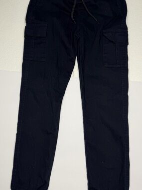 Slim Fit Black Cargo Pants with Drawstring Waist